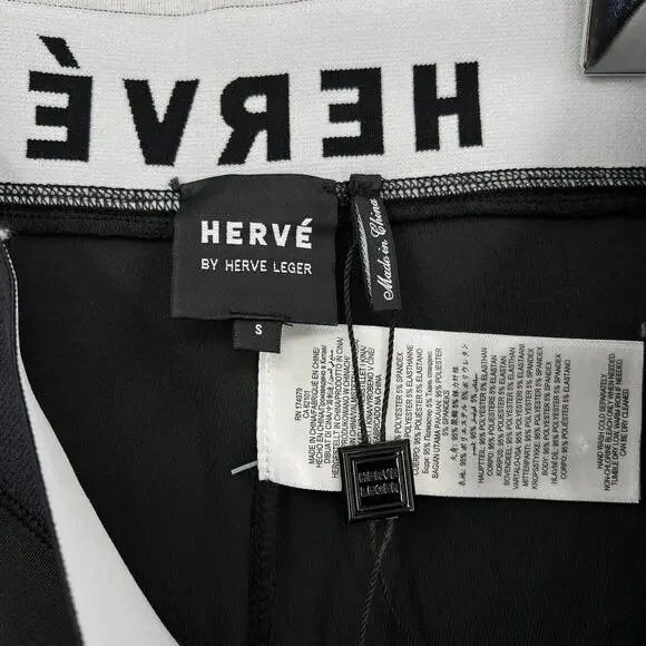 HERVE LEGER Logo Bike Shorts Womens Small Black White High Rise Stretch NWT - Picture 10 of 16
